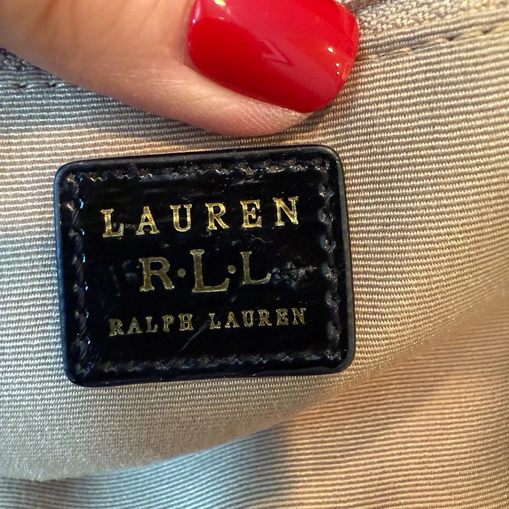 Lauren Ralph Lauren Black Patent Leather Satchel with Gold Hardware